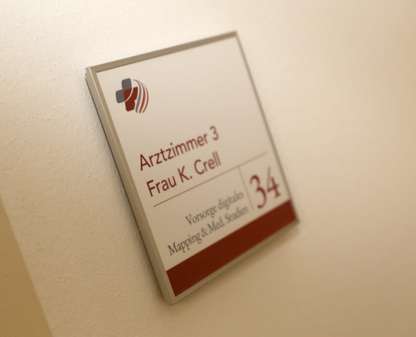 Prävention Leberfleck Bodymapping Türschild für Bodymapping